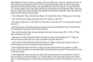 Nghị quyết 10/NQ-BCH Hội nghị lần thứ Chín Ban Chấp hành Tổng Liên đoàn Lao động Việt Nam 2017