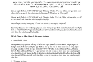 Thông tư 01/2017/TT-BKHCN hướng dẫn 54/2016/NĐ-CP cơ chế tự chủ tổ chức khoa học công nghệ