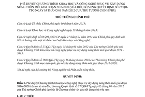 Quyết định 45/QĐ-TTg Chương trình khoa học công nghệ phục vụ xây dựng nông thôn mới 2016 2020 2017