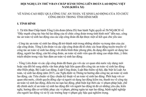 Nghị quyết 10c/NQ-BCH 2017 công tác an toàn vệ sinh lao động công đoàn tình hình mới