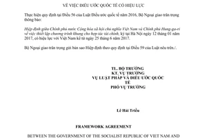 Thông báo 30/2017/TB-LPQT Hiệp định chương trình khung hợp tác tài chính Việt Nam Hung ga ri