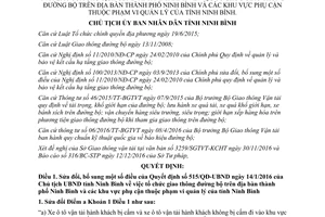 Quyết định 55/QĐ-UBND sửa đổi quyết đinh tổ chức giao thông đường bộ tỉnh Ninh Bình