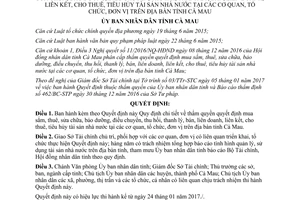 Quyết định 01/2017/QĐ-UBND thẩm quyền quyết định tài sản nhà nước Tỉnh Cà Mau