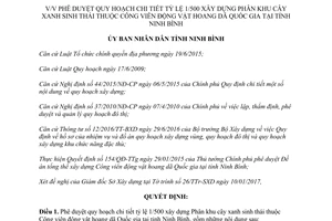 Quyết định 60/QĐ-UBND phân khu cây xanh sinh thái Công viên động vật hoang dã Quốc gia Ninh Bình 2017