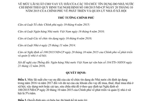 Quyết định 48/QĐ-TTg mức lãi suất cho vay ưu đãi của tổ chức tín dụng 100/2015/NĐ-CP nhà ở xã hội 2017