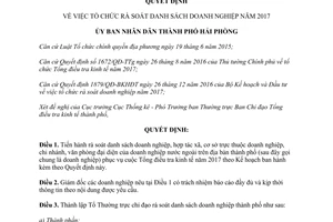 Quyết định 87/QĐ-UBND tổ chức rà soát danh sách doanh nghiệp Hải Phòng 2017