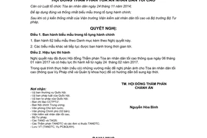 Nghị quyết 02/2017/NQ-HĐTP biểu mẫu trong tố tụng hành chính