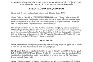Quyết định 04/2017/QĐ-UBND chức năng nhiệm vụ cơ cấu tổ chức  Đài Phát thanh Truyền hình Quảng Ngãi