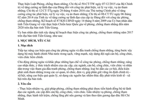 Kế hoạch 06/KH-UBND thực hiện công tác phòng chống tham nhũng Tiền Giang 2017