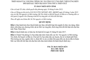 Quyết định 04/2017/QĐ-UBND phối hợp liên ngành triển khai chương trình thích ứng biến đổi khí hậu Huế