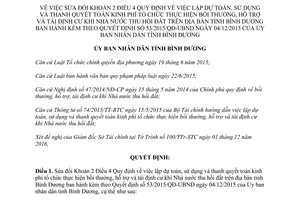 Quyết định 01/2017/QĐ-UBND sửa đổi Khoản 2 Điều 4 lập dự toán bồi thường tái định cư Bình Dương