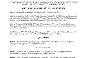 Quyết định 294/QĐ-UBND công bố thủ tục hành chính được sửa đổi bổ sung Sở Công Thương Hà Nội 2017