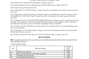 Quyết định 04/2017/QĐ-UBND giá tiêu thụ nước sạch Công ty Cấp thoát nước Mỏ Cày Bến Tre