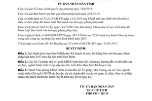 Quyết định 102/QĐ-UBND Kế hoạch rà soát hệ thống hóa văn bản quy phạm pháp luật Bình Định 2017