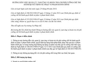 Thông tư 05/2017/TT-BTC quản lý tạm ứng hoàn trả chi phí cưỡng chế thi hành quyết định xử phạt hành chính