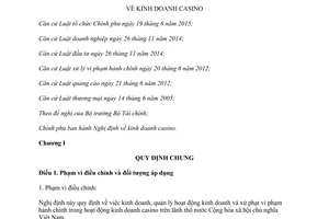 Nghị định 03/2017/NĐ-CP kinh doanh casino