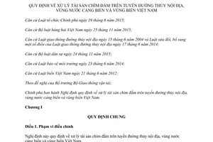 Nghị định 05/2017/NĐ-CP xử lý tài sản chìm đắm đường thủy nội địa vùng nước cảng biển vùng biển Việt Nam