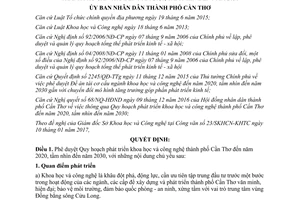 Quyết định 129/QĐ-UBND duyệt Quy hoạch phát triển khoa học công nghệ Cần Thơ đến 2020 đến 2030 2017