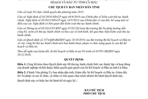 Quyết định 95/QĐ-UBND thủ tục hành chính thành lập hoạt động doanh nghiệp xã hội Cà Mau 2017