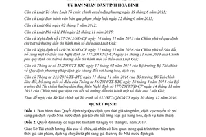 Quyết định 02/2017/QĐ-UBND giá tạm thời sản phẩm dịch vụ chuyển từ phí sang giá Hòa Bình