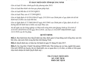 Quyết định 209/2017/QĐ-UBND quản lý hoạt động nuôi trồng thủy sản trên bãi triều mặt nước Quảng Ninh