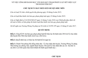 Quyết định 86/QĐ-UBND công bố danh mục văn bản quy phạm pháp luật hết hiệu lực Hồ Chí Minh 2017