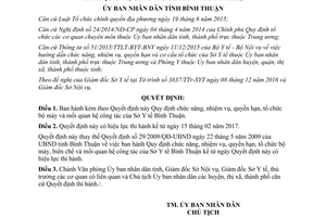 Quyết định 02/2017/QĐ-UBND chức năng nhiệm vụ quyền hạn mối quan hệ công tác Sở Y tế Bình Thuận