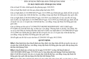 Quyết định 233/2017/QĐ-UBND chế độ cử tuyển vào cơ sở giáo dục trình độ đại học cao đẳng Quảng Ninh