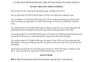 Quyết định 129/QĐ-UBND phân bổ kinh phí thực hiện kế hoạch khuyến công Lâm Đồng 2017