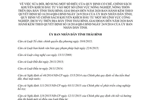 Quyết định 01/2017/QĐ-UBND sửa đổi cơ chế chính sách khuyến khích đầu tư lĩnh vực nông nghiệp Thái Bình