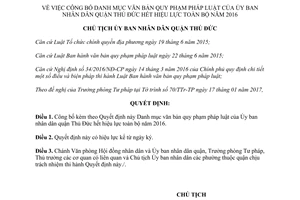 Quyết định 559/QĐ-UBND Danh mục văn bản quy phạm pháp luật hết hiệu lực Thủ Đức Hồ Chí Minh 2017