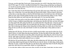 Kết luận 11-KL/TW tiếp tục thực hiện 08-CT/TW tăng cường sự lãnh đạo của Đảng an toàn thực phẩm 2017