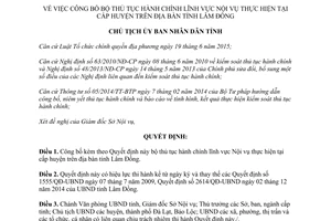 Quyết định 165/QĐ-UBND công bố bộ thủ tục hành chính Nội vụ thực hiện tại cấp huyện Lâm Đồng 2017