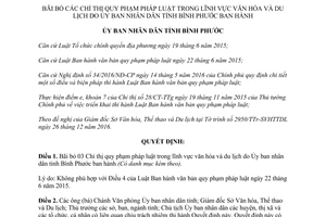 Quyết định 04/2017/QĐ-UBND bãi bỏ Chỉ thị quy phạm pháp luật lĩnh vực văn hóa du lịch Bình Phước