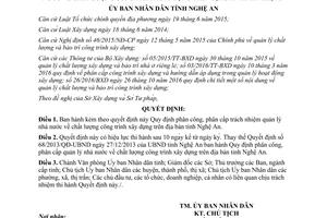 Quyết định 23/2017/QĐ-UBND phân cấp trách nhiệm quản lý chất lượng công trình xây dựng Nghệ An