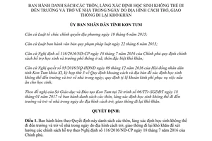 Quyết định 03/2017/QĐ-UBND xác định học sinh không thể đi đến trường trở về nhà trong ngày Kon Tum