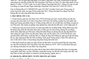 Hướng dẫn 84/HD-TLĐ tuyên truyền kỷ niệm các ngày lễ lớn trong năm 2017