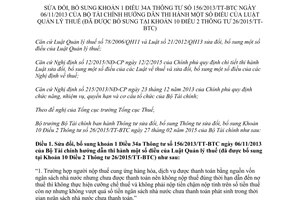 Thông tư 06/2017/TT-BTC sửa đổi 156/2013/TT-BTC hướng dẫn Luật Quản lý thuế