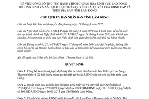 Quyết định 160/QĐ-UBND công bố thủ tục hành chính lĩnh vực Lao động Lâm Đồng 2017