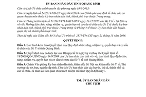 Quyết định 04/2017/QĐ-UBND Cơ cấu tổ chức và chức năng của Sở Y tế tỉnh Quảng Bình