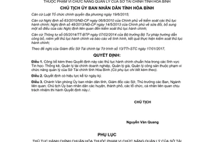 Quyết định 134/QĐ-UBND 2017 thủ tục hành chính Tin học tài chính doanh nghiệp công sản Hòa Bình