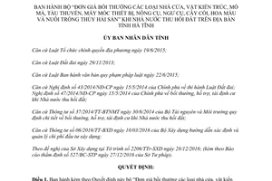 Quyết định 03/2017/QĐ-UBND đơn giá bồi thường nhà cửa vật kiến trúc mồ mả khi thu hồi đất Hà Tĩnh