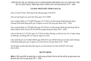Quyết định 249/QĐ-UBND 2017 thành lập Câu lạc bộ liên thế hệ tự giúp nhau Lào Cai 2017 2020