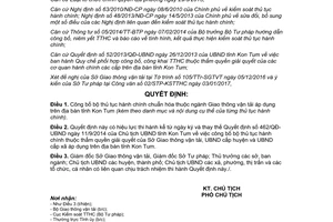 Quyết định 41/QĐ-UBND 2017 thủ tục hành chính thuộc ngành Giao thông vận tải Kon Tum