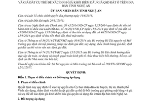 Quyết định 24/2017/QĐ-UBND phê duyệt giá đất cụ thể để tính tiền bồi thường khi thu hồi đất Nghệ An