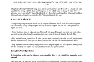 Kế hoạch 166/KH-UBND Chương trình hành động quốc gia về người cao tuổi tỉnh Hà Nam 2017