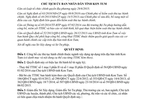 Quyết định 40/QĐ-UBND thủ tục hành chính ngành xây dựng Kon Tum 2017