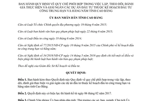Quyết định 03/2017/QĐ-UBND quy chế phối hợp trong việc lập theo dõi giải ngân dự án đầu tư Cao Bằng