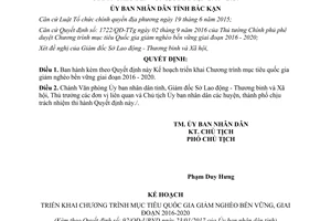 Quyết định 92/QĐ-UBND triển khai Chương trình mục tiêu quốc gia giảm nghèo bền vững Bắc Kạn 2017