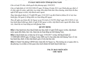 Quyết định 03/2017/QĐ-UBND nghi lễ đối ngoại đón tiếp khách nước ngoài đến thăm làm việc Quảng Nam